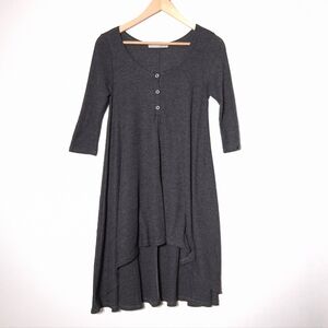 Rolla Coster dress Cotton Blend waffle Knit Henley high low Y2K women’s size S